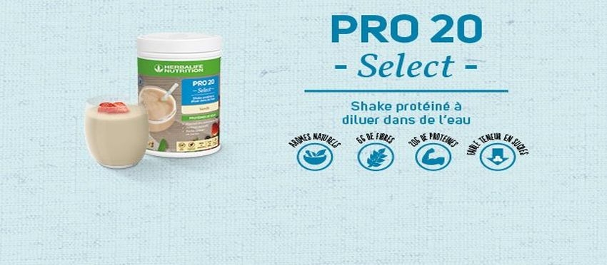 PRO 20 Select - Shake protéiné à diluer dans de l'eau